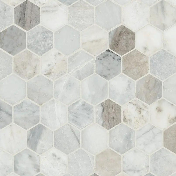 Capri Blue 2" Hexagon Mosaic Tile Honed Marble, photo 2 of 3