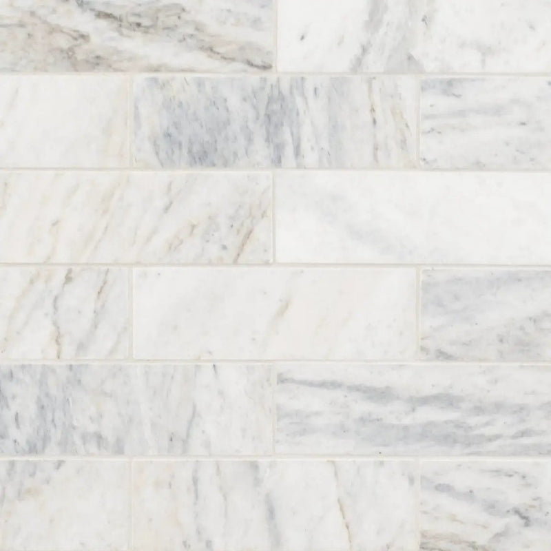 Capri Blue Honed Subway Tile 2x6 Marble Mosaics close up