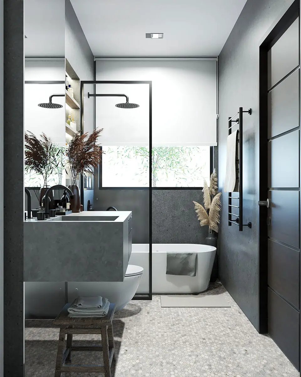 Capri Blue Round Honed Matte Marble Mosaics in a finished room