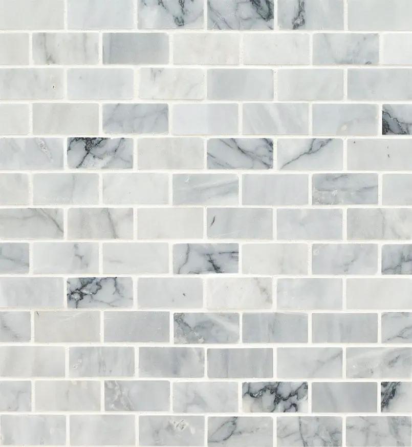 Carrara Classique Brick 1x2 Honed Pattern Marble Mosaics by MSI Surfaces