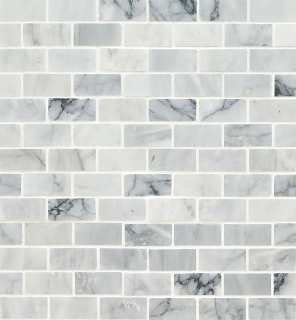 Carrara Classique Brick 1x2 Honed Pattern Marble Mosaics