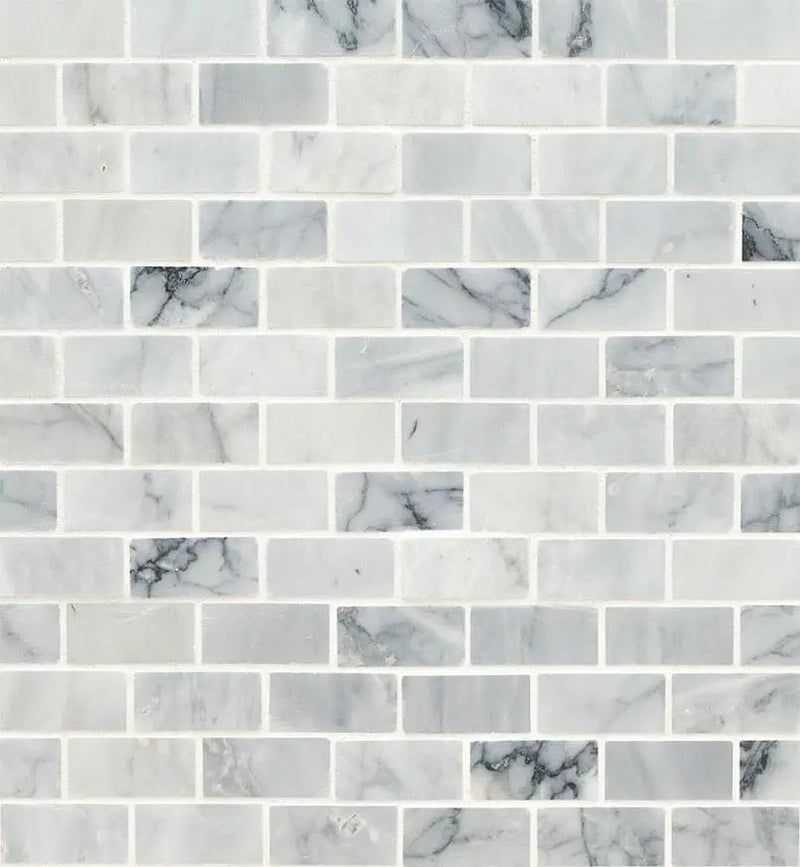 Carrara Classique Brick 1x2 Honed Pattern Marble Mosaics by MSI Surfaces