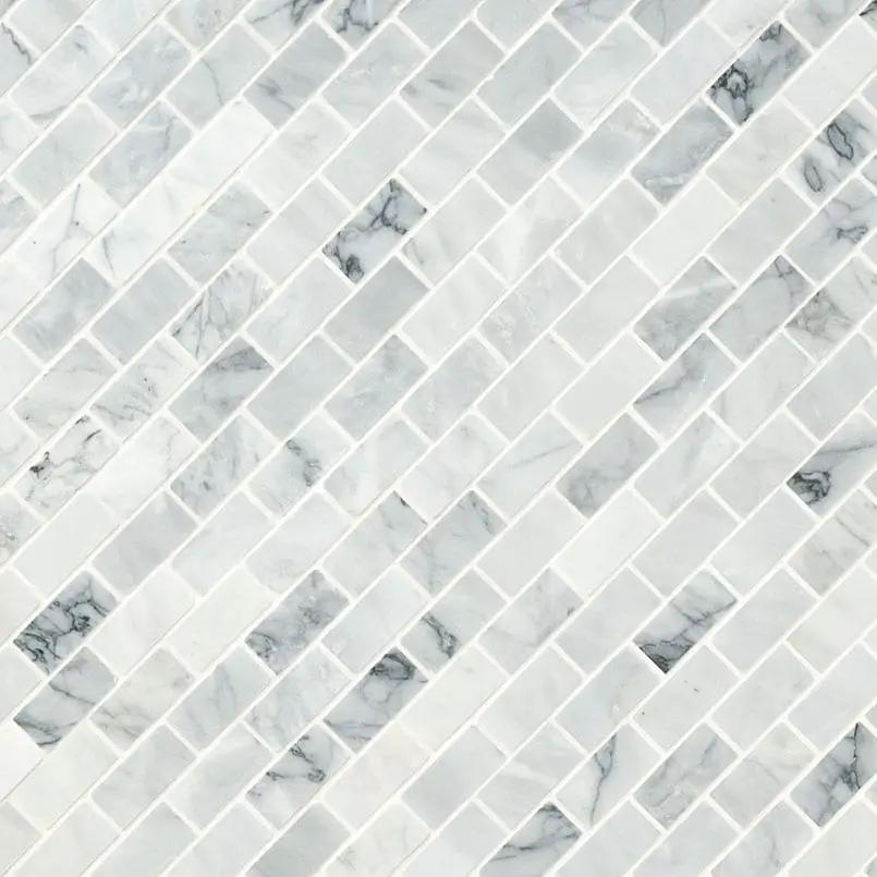 Carrara Classique Brick 1x2 Honed Pattern Marble Mosaics by MSI Surfaces