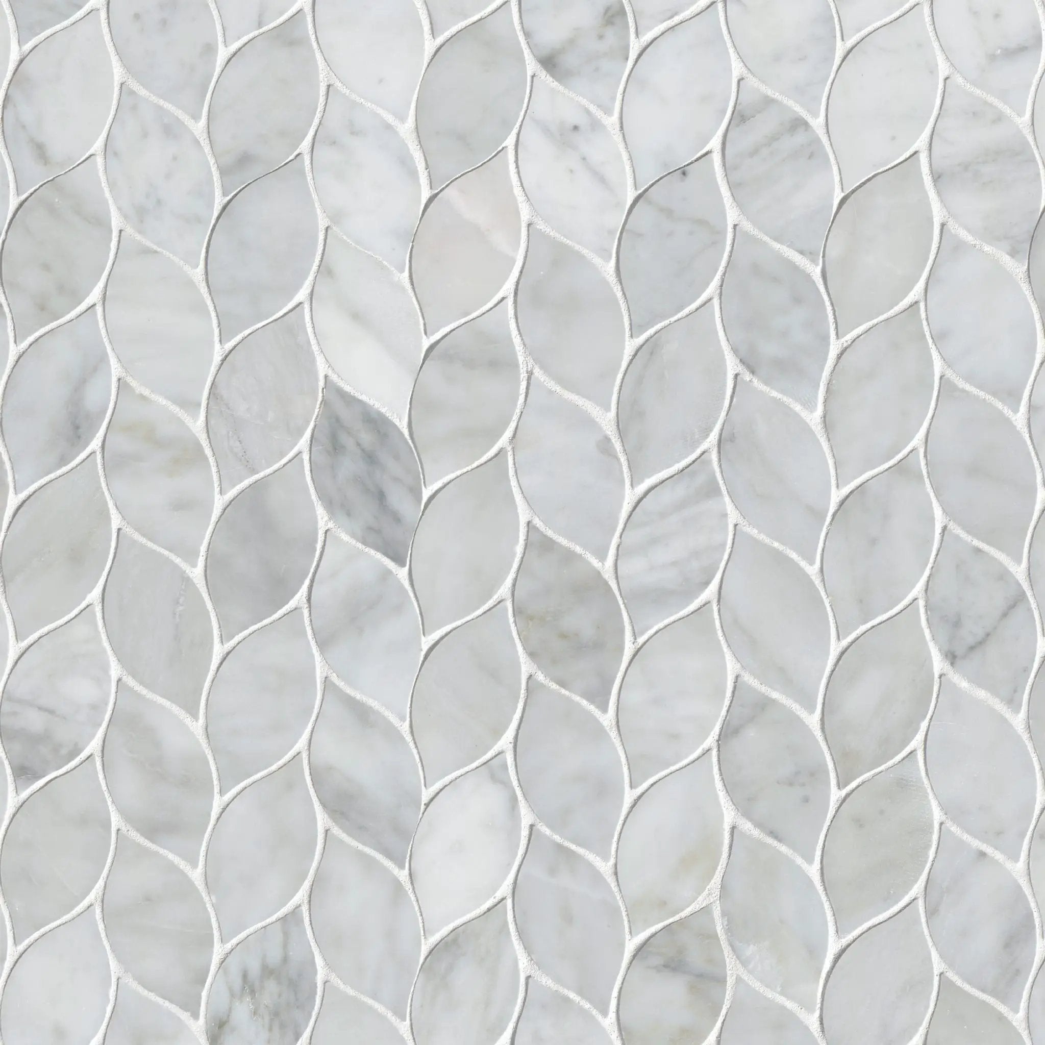 Carrara White Blanco Pattern Honed Marble Mosaics close up