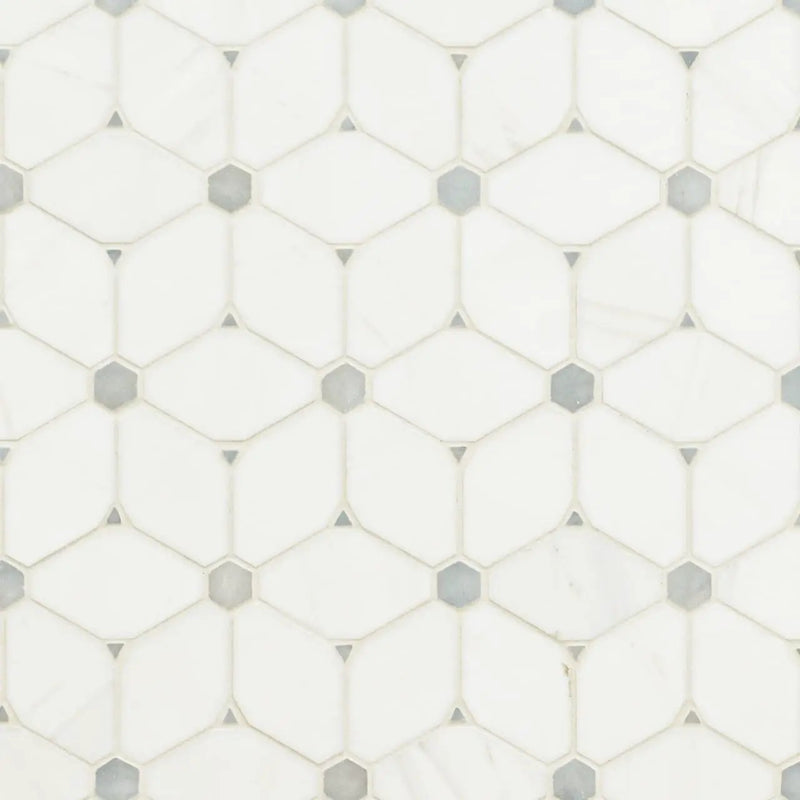 Cecily Grigio Polished Pattern Marble Mosaics close up
