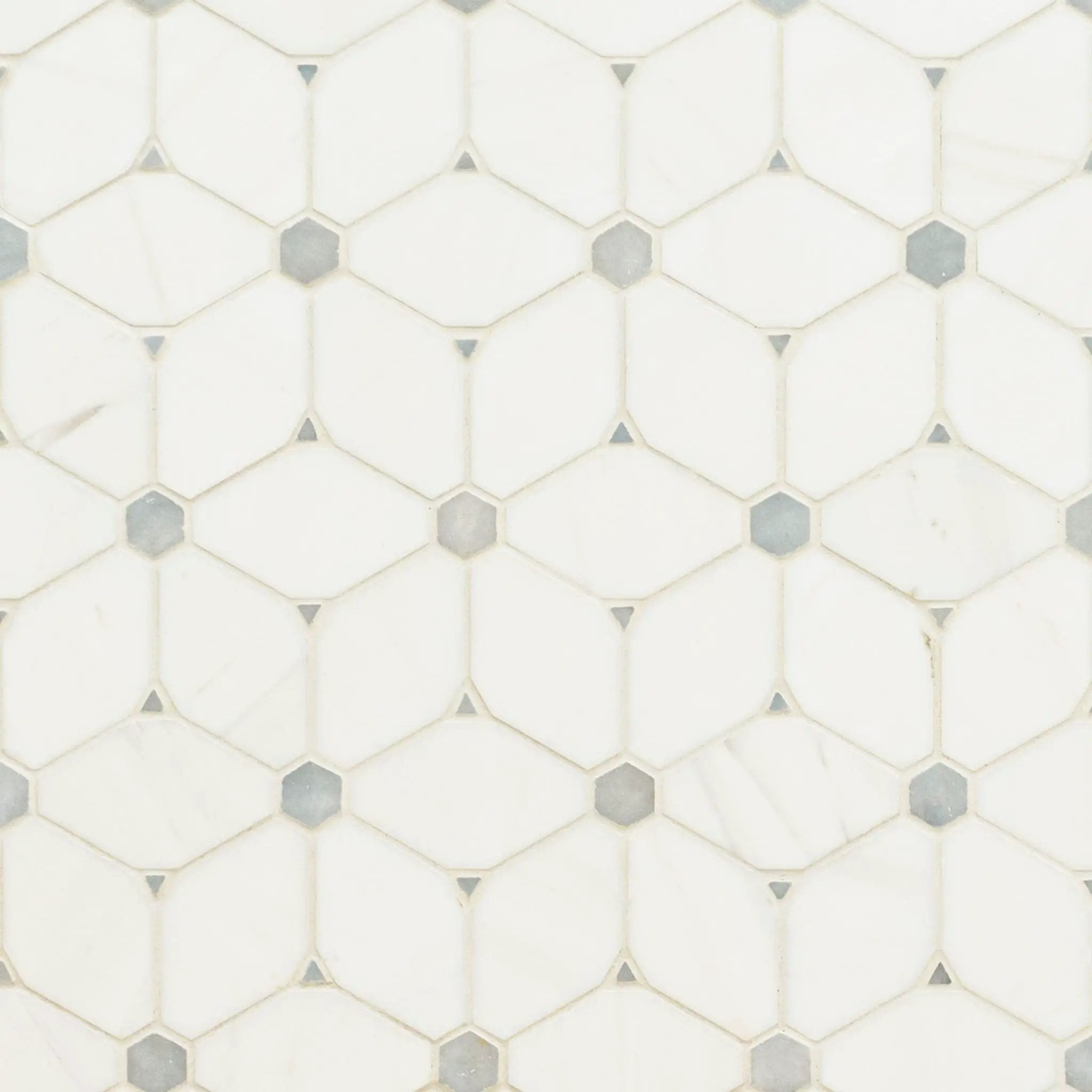 Cecily Grigio Polished Pattern Marble Mosaics close up