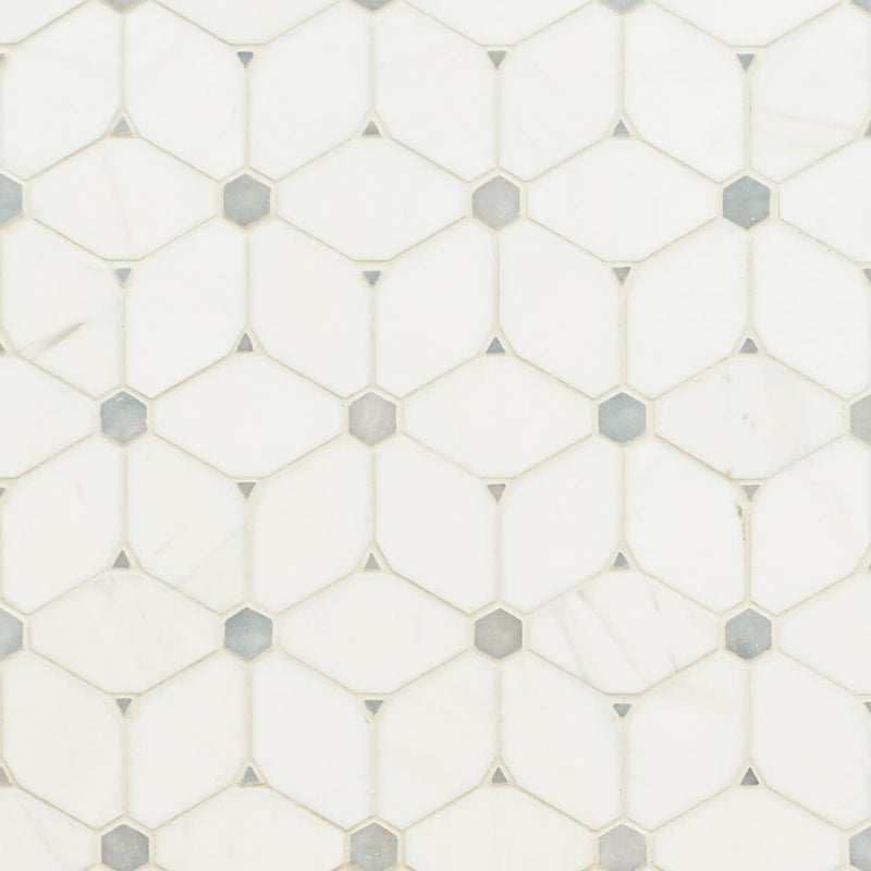 Cecily Grigio Polished Pattern Marble Mosaics close up