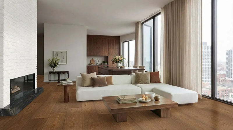 Alpine White Clay Brick 2.25x7.5 Natural Mosaics in a finished room