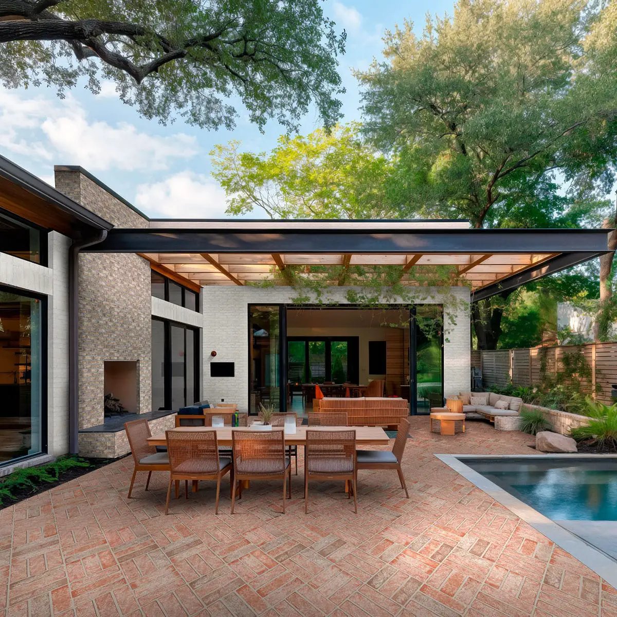 Doverton Gray Clay Brick 2.25x7.5 Natural Corner Mosaics 2.25x10.75 in a finished room