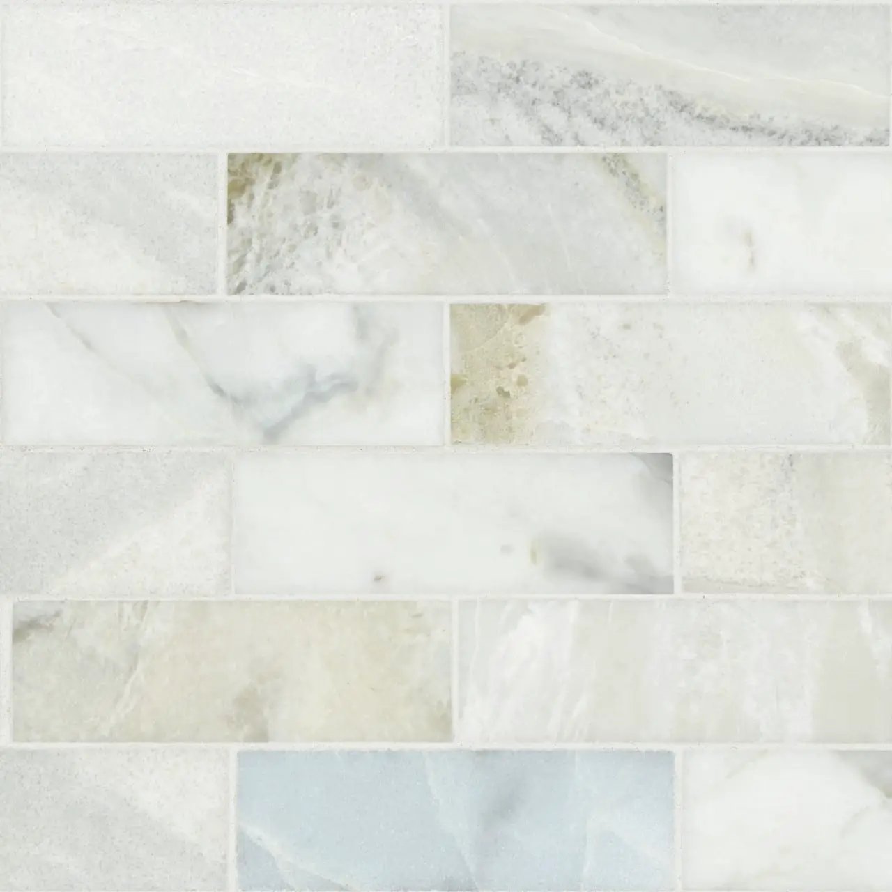 Cloudland 2x6 Polished Marble Mosaics close up