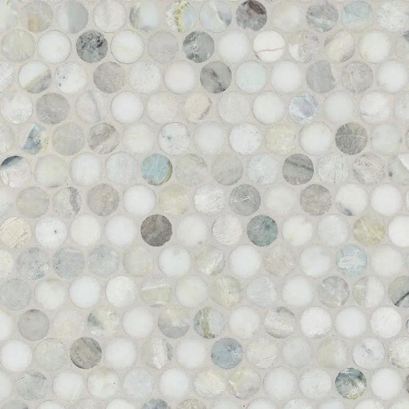 Cloudland Round Pattern Polished Marble Mosaics close up