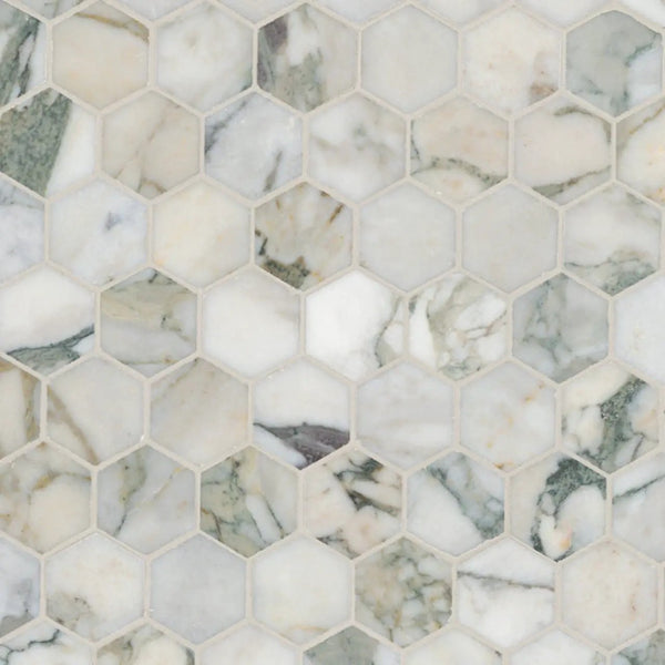 Coronado 2" Hexagon Honed Marble Mosaics