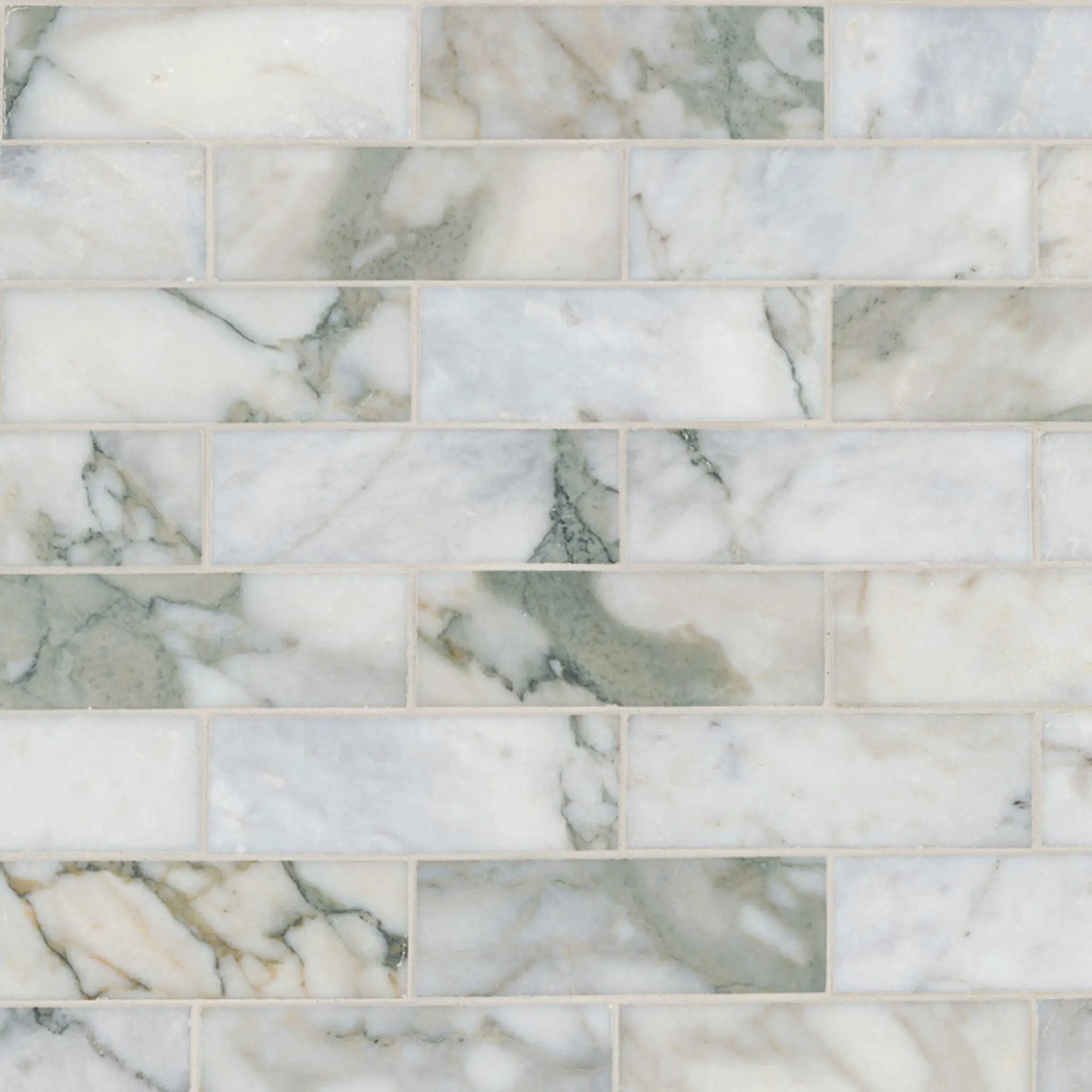 Coronado 2x6 Subway Honed Marble Mosaics close up