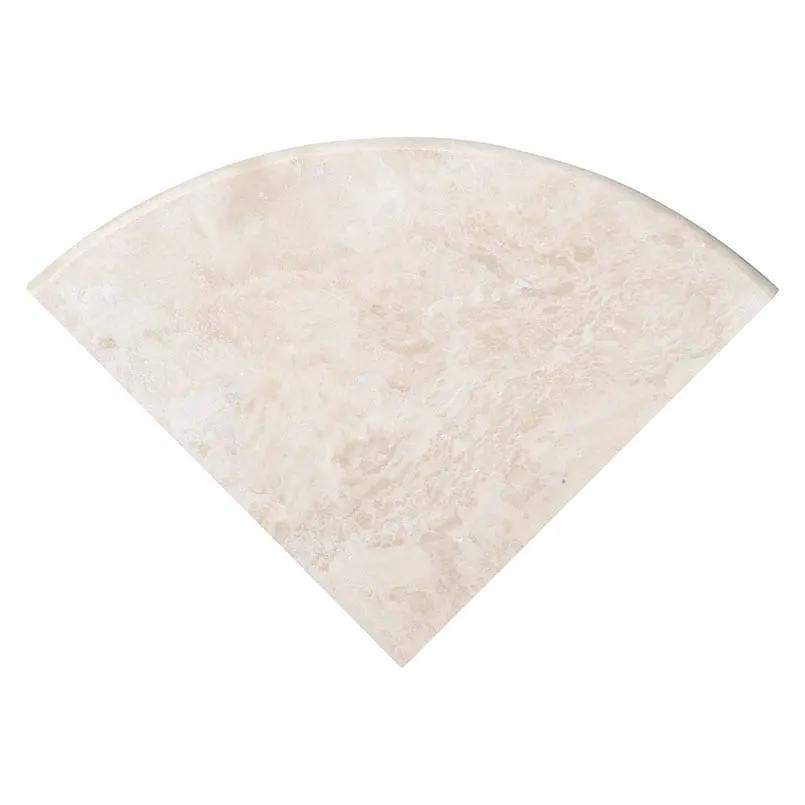 Tuscany Ivory 9" Radius Cornershelf Polished Honed Corner Travertine Mosaics close up