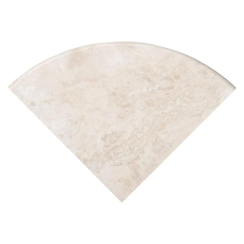 Tuscany Ivory 9" Radius Cornershelf Polished Honed Corner Travertine Mosaics close up