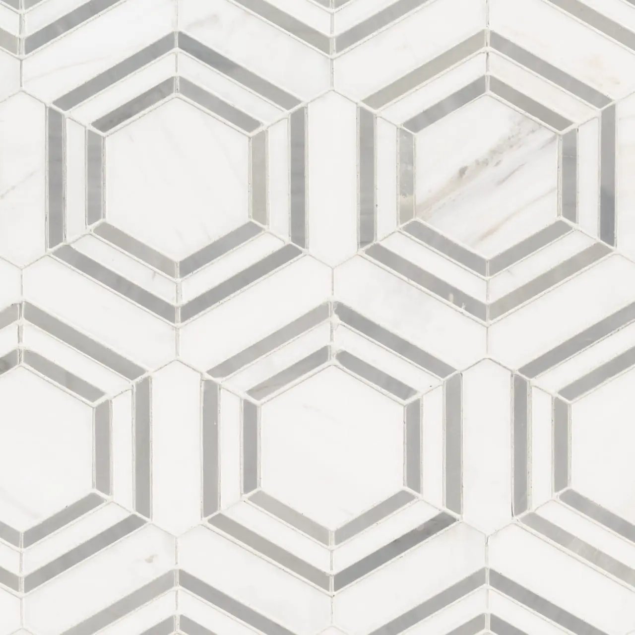 Georama Grigio Polished Pattern Marble Mosaics close up