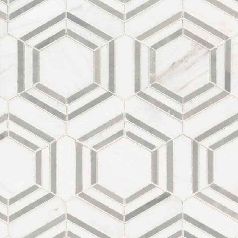 Georama Grigio Polished Pattern Marble Mosaics close up