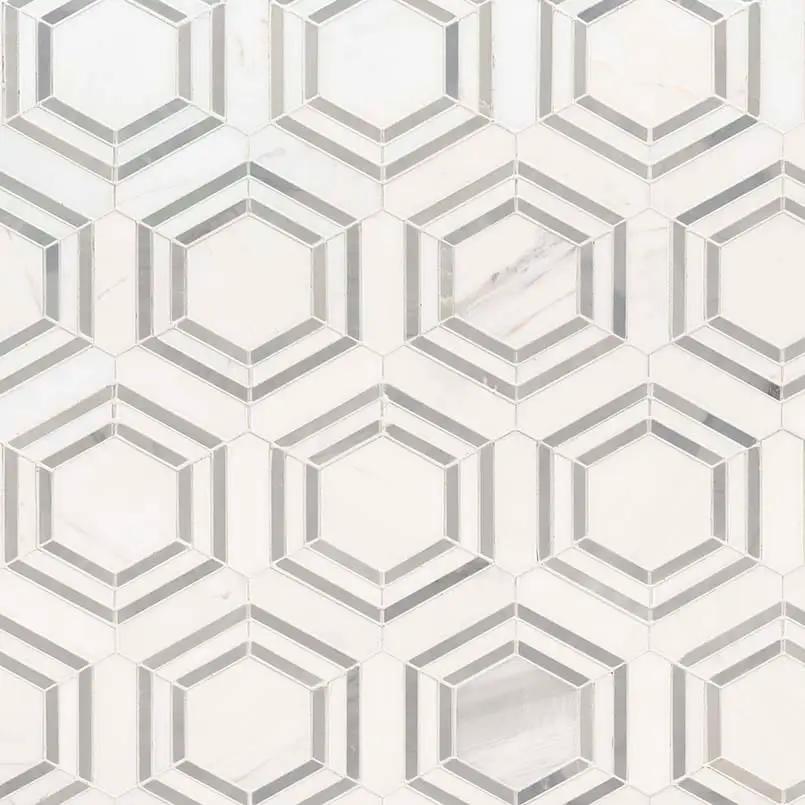 Georama Grigio Polished Pattern Marble Mosaics close up
