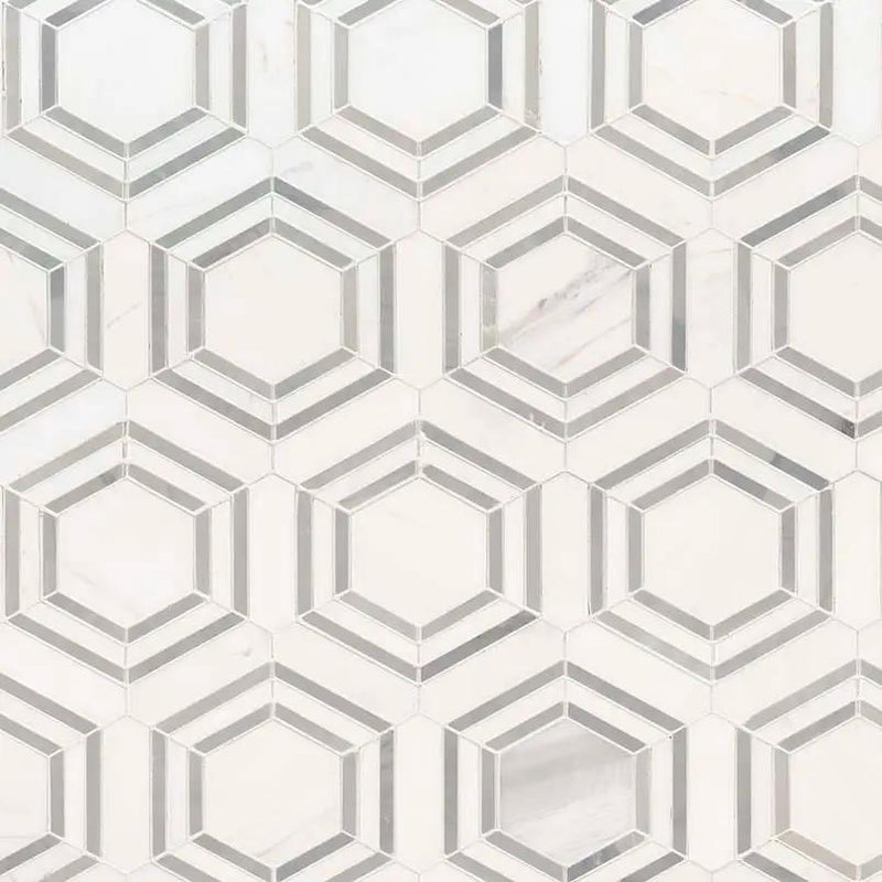 Georama Grigio Polished Pattern Marble Mosaics close up