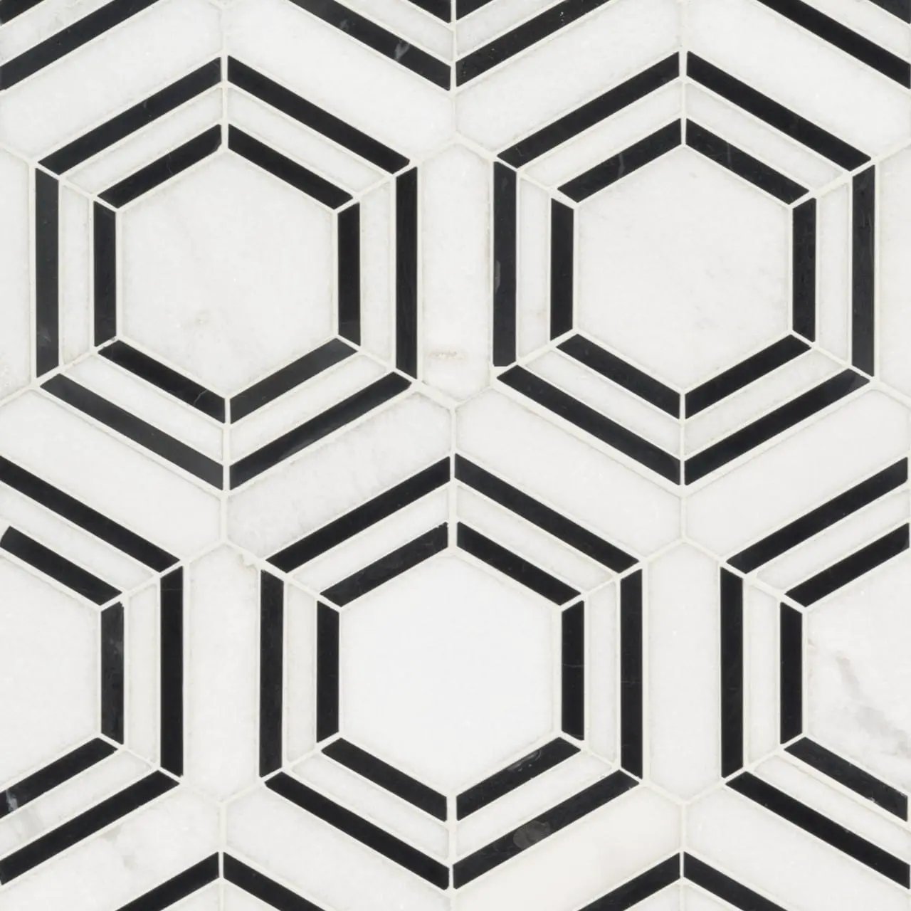 Georama Nero Polished Pattern Marble Mosaics close up
