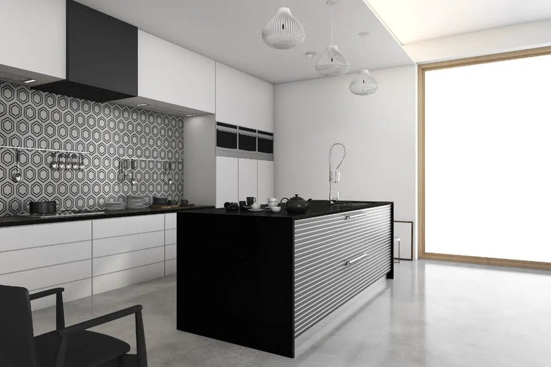 Georama Nero Polished Pattern Marble Mosaics in a finished room