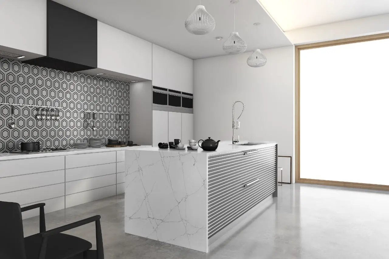 Georama Nero Polished Pattern Marble Mosaics in a finished room