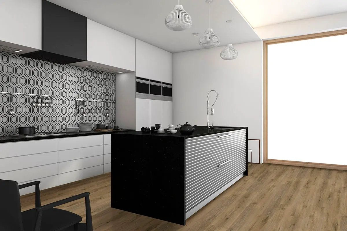 Georama Nero Polished Pattern Marble Mosaics in a finished room