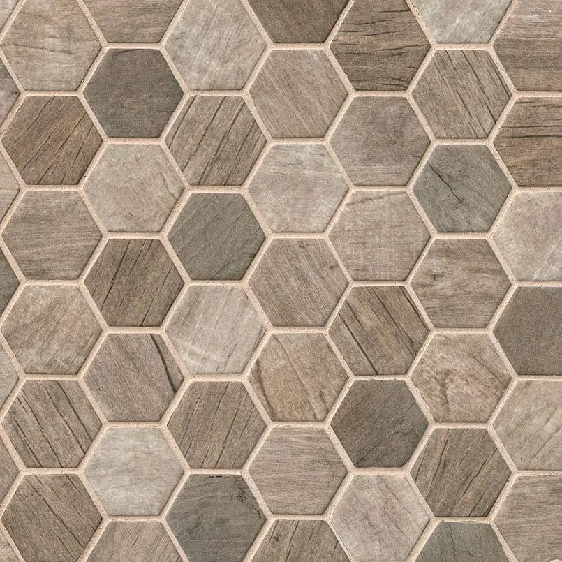 Driftwood Hexagon Mosaic Tile Matte Glass by MSI Surfaces
