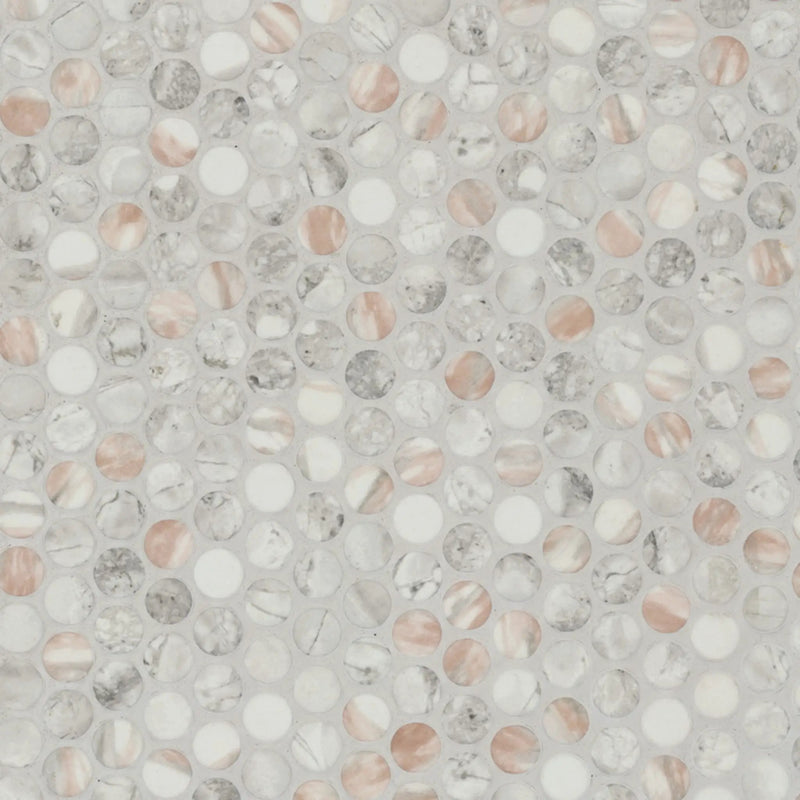 Briar Rosa Penny Round Tile Matte Glass Mosaics by MSI Surfaces