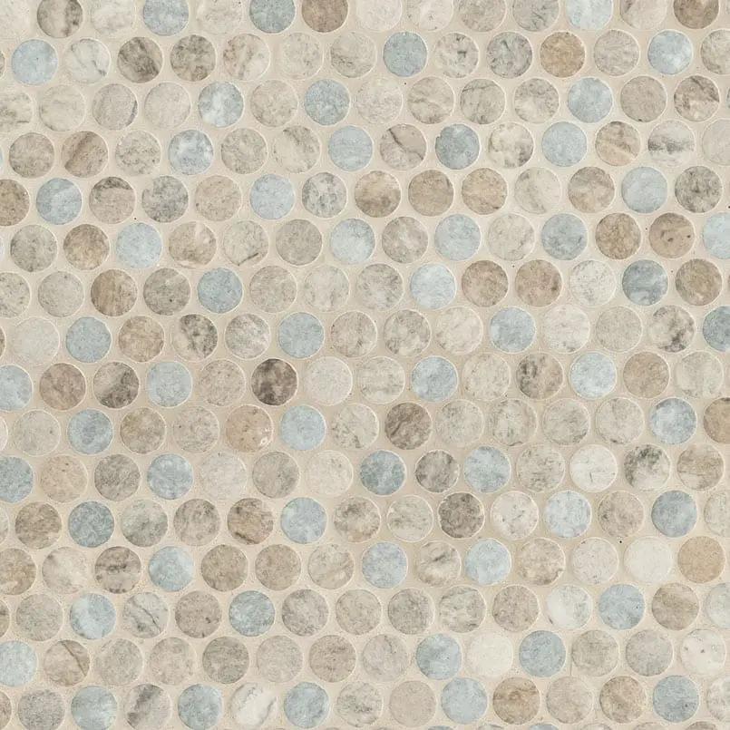 Stonella Penny Round 6mm Glass Mosaics by MSI Surfaces