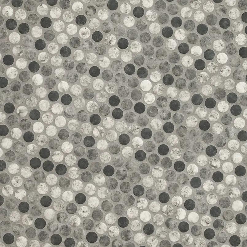 Urban Tapestry Penny Round 6mm Glass Mosaics angled view