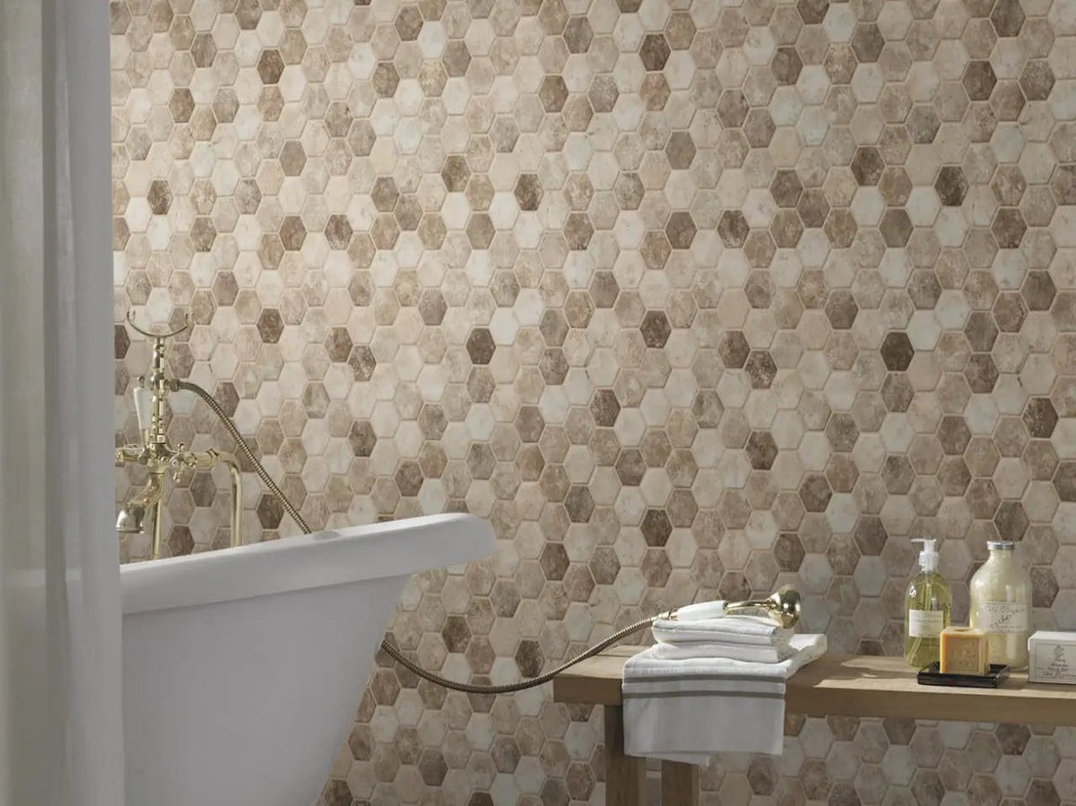 Sandhills Hexagon Mosaic Tile Pattern Glass by MSI Surfaces