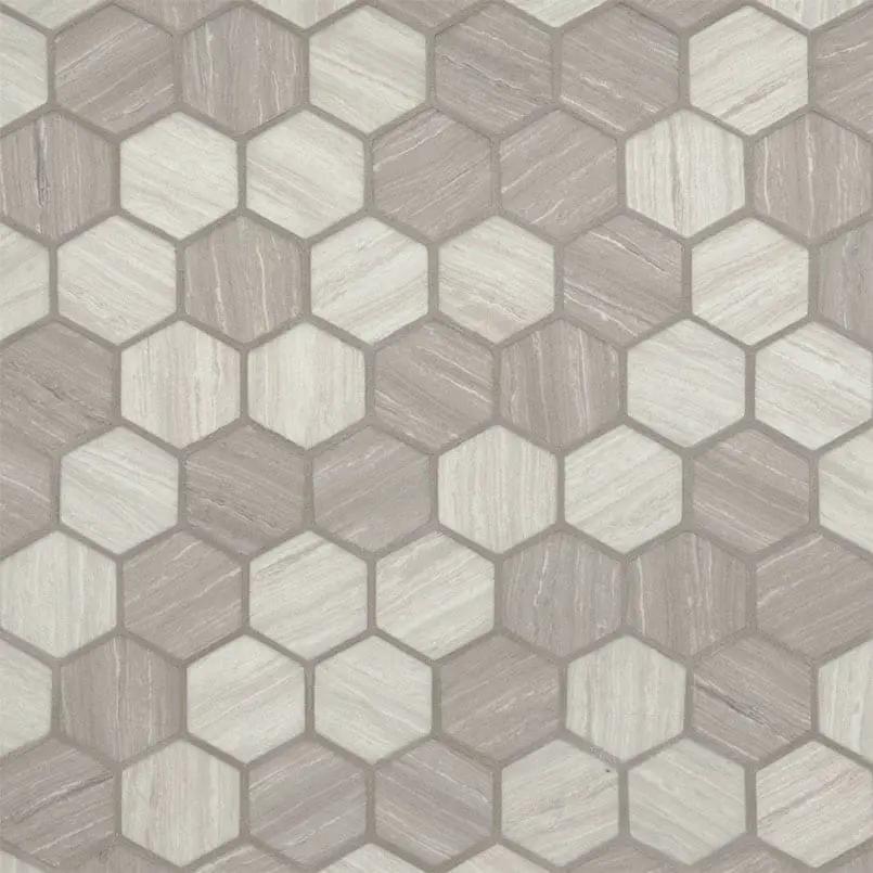 Silva Oak 2" Hexagon Mosaic Tile Glass close up