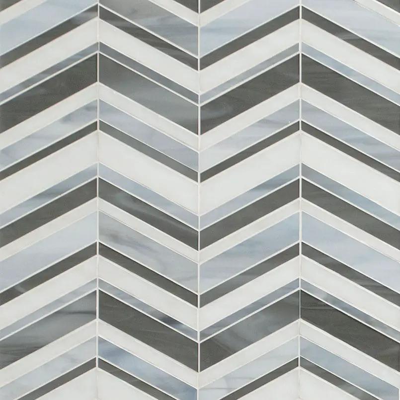 Urban Wave Lapis 3mm Pattern Glass Mosaics close up