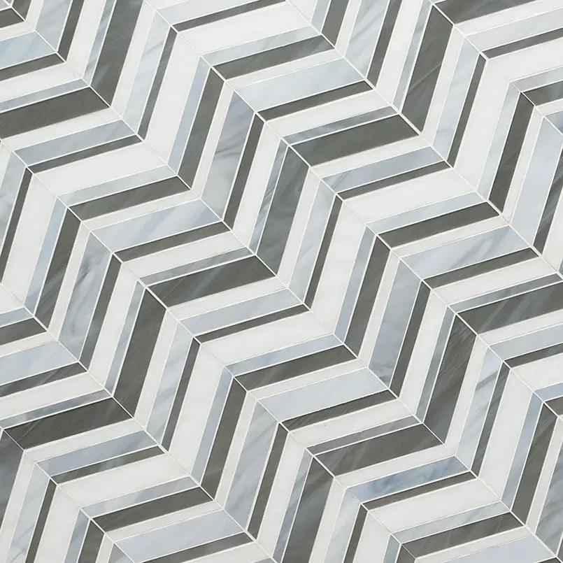 Urban Wave Lapis 3mm Pattern Glass Mosaics angled view