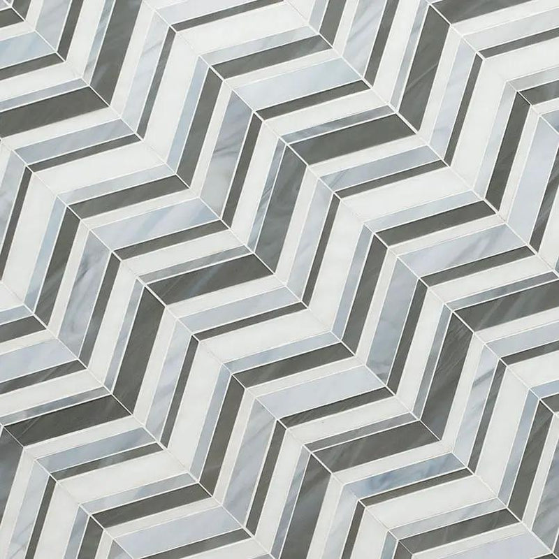 Urban Wave Lapis 3mm Pattern Glass Mosaics angled view