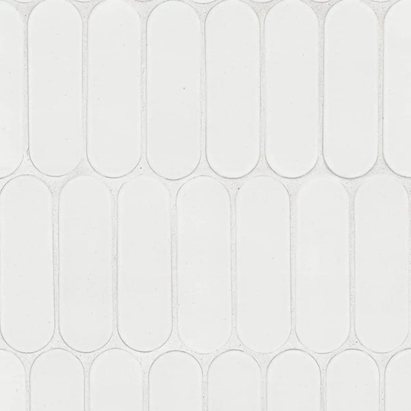 Bianco Glossy Ellipse Tile Pattern Glass Mosaics