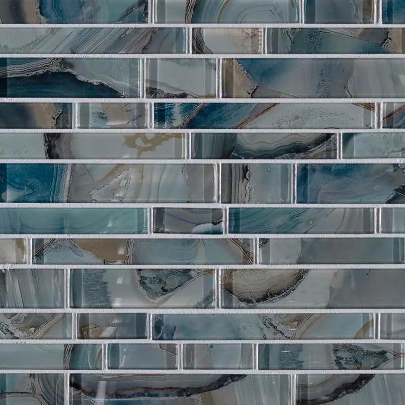 Night Sky Interlocking 8mm Pattern Glass Mosaics close up