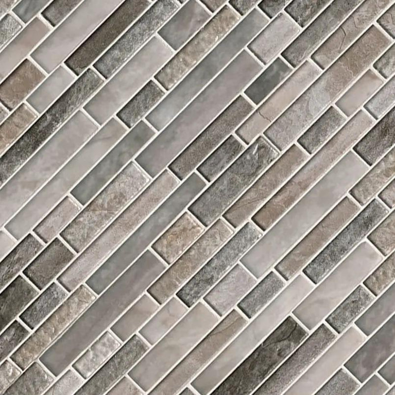 Savoy Interlocking Pattern 8mm Glass Mosaics angled view