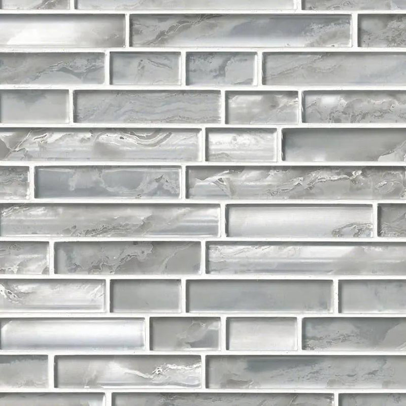 Silver Canvas Interlocking Pattern 8mm Glass Mosaics close up