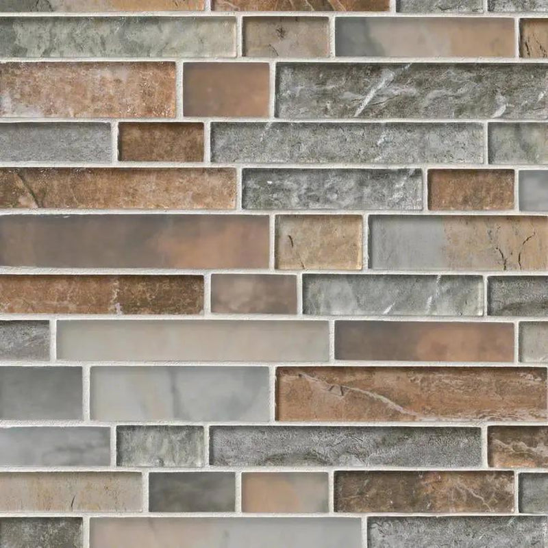 Taos Interlocking Pattern 8mm Glass Mosaics close up