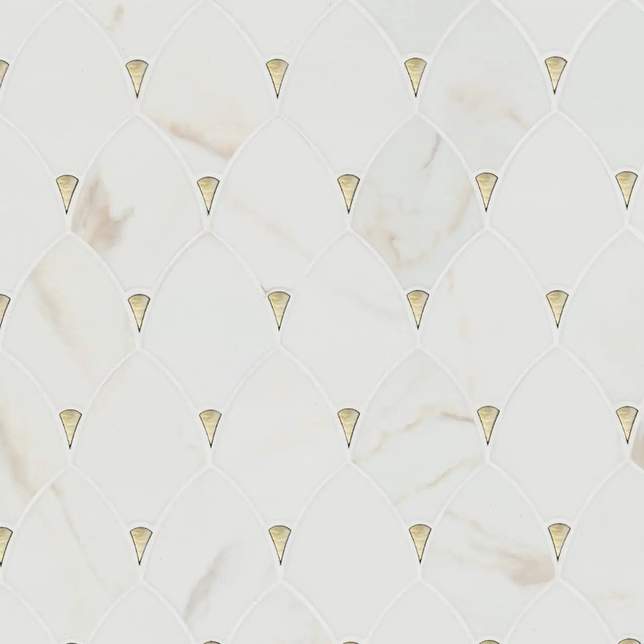 Citadel Gold Trident Tile Glossy Pattern Glass Mosaics close up