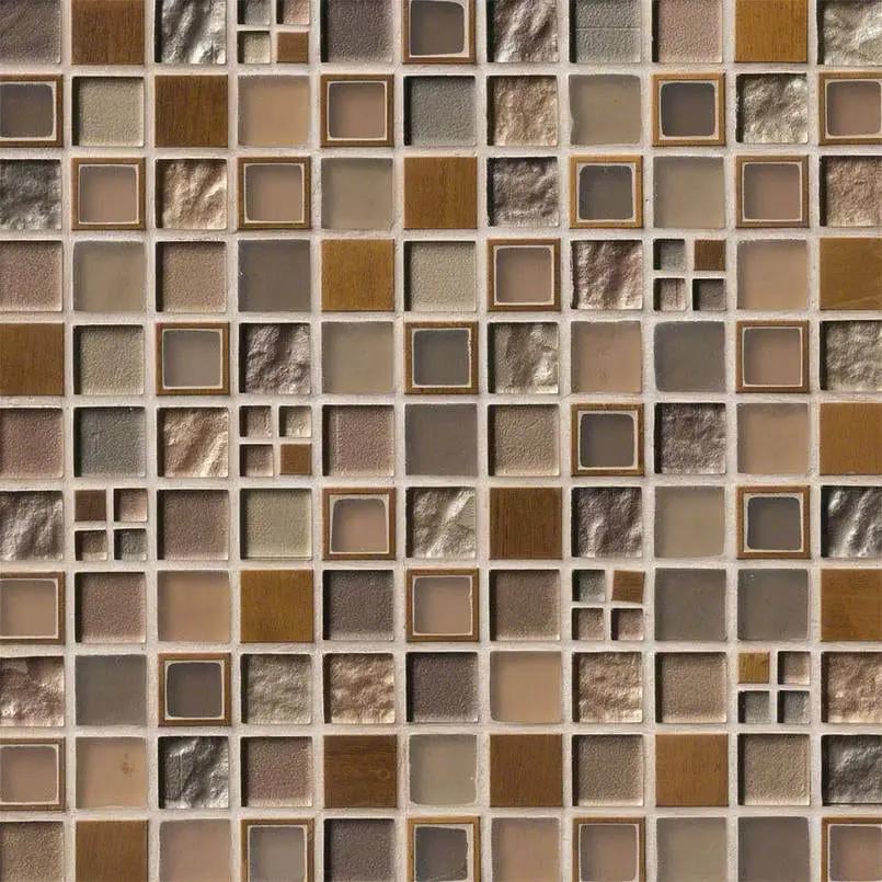 Manhattan Blend Pattern 8mm Glass Mosaics close up