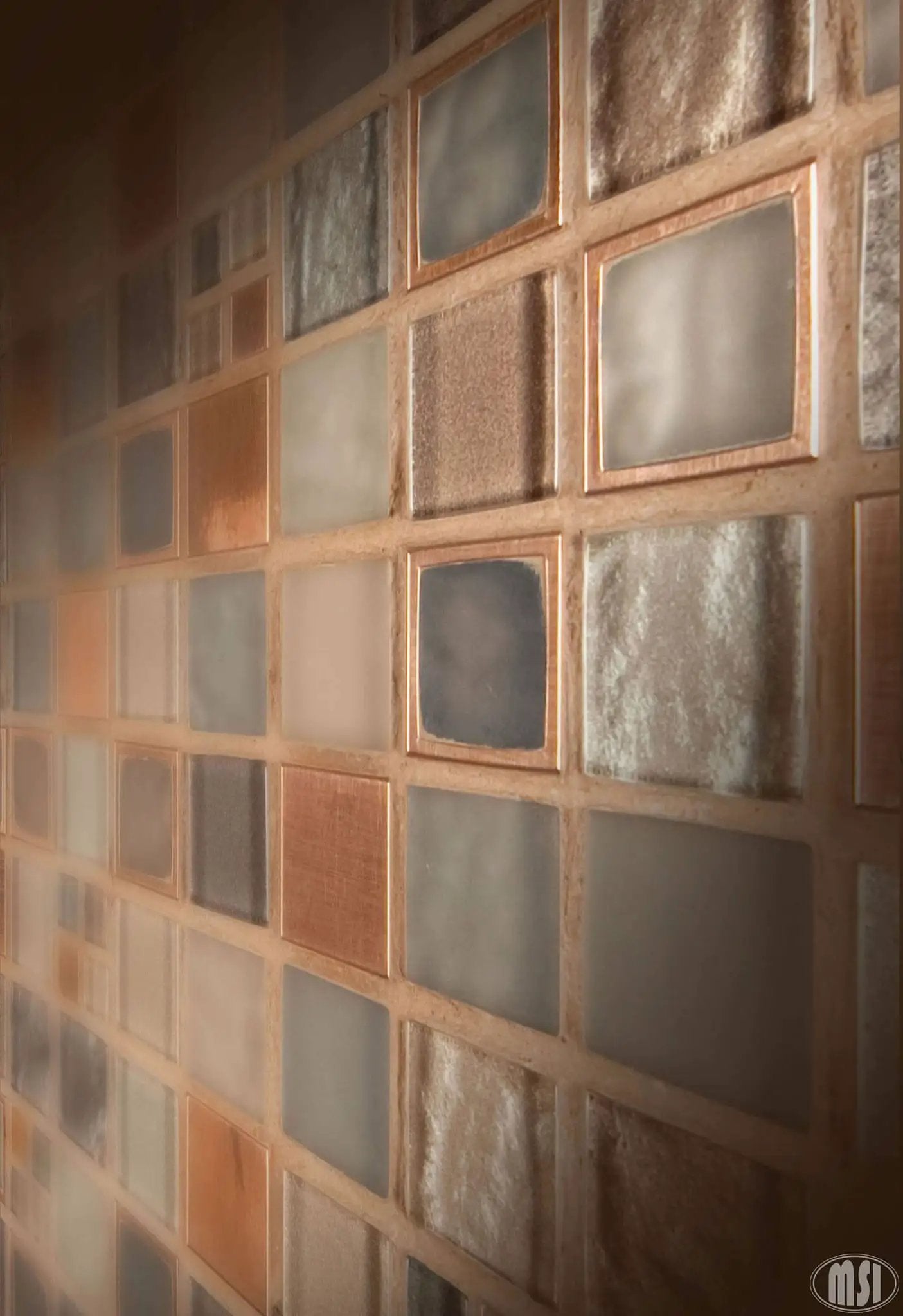 Manhattan Blend Pattern 8mm Glass Mosaics in a finished room