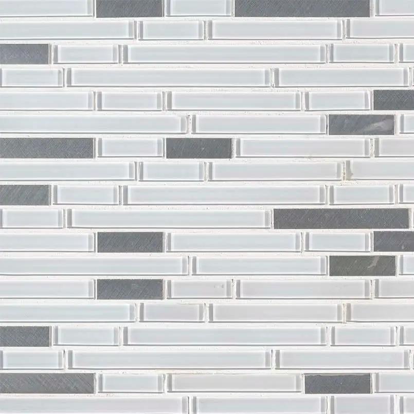 Lucid Sky Interlocking 4mm Pattern Glass Mosaics close up