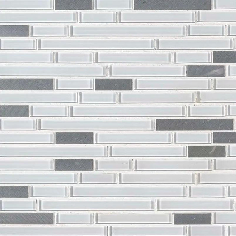 Lucid Sky Interlocking 4mm Pattern Glass Mosaics close up