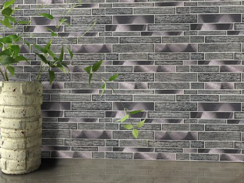 Volcanic Luxe Interlocking 8mm Pattern Glass Mosaics in a finished room