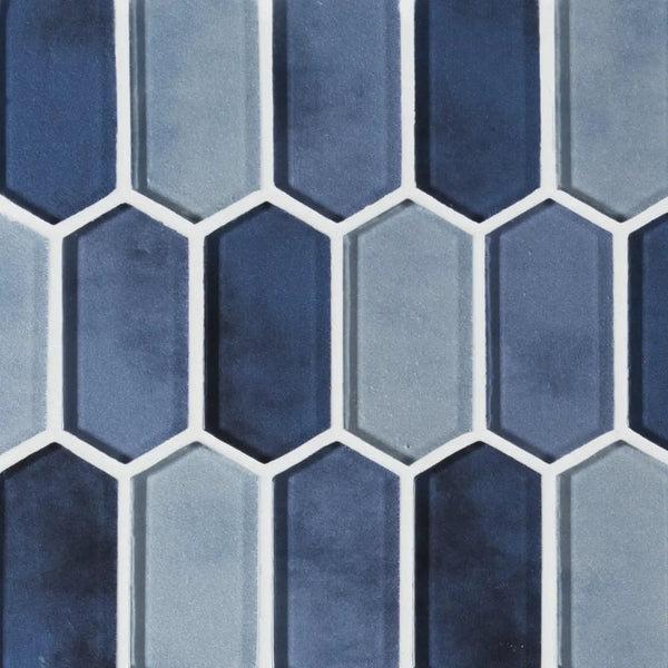 Boathouse Blue Picket 8mm Pattern Glass Mosaics