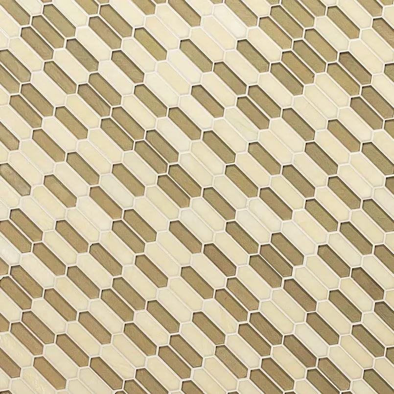 Pixie Gold 6mm Pattern Glass Mosaics angled view