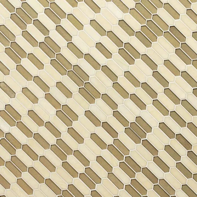 Pixie Gold 6mm Pattern Glass Mosaics angled view